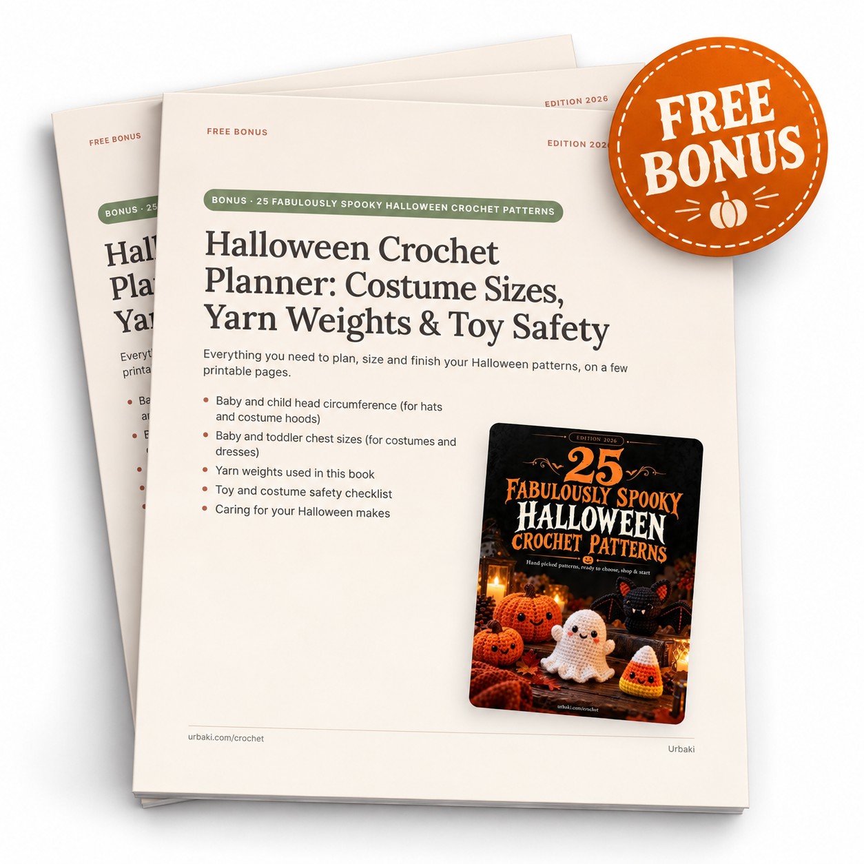 Bonus: Halloween Crochet Planner: Costume Sizes, Yarn Weights & Toy Safety
