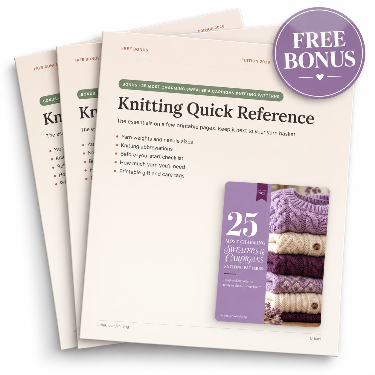Bonus: Knitting Quick Reference