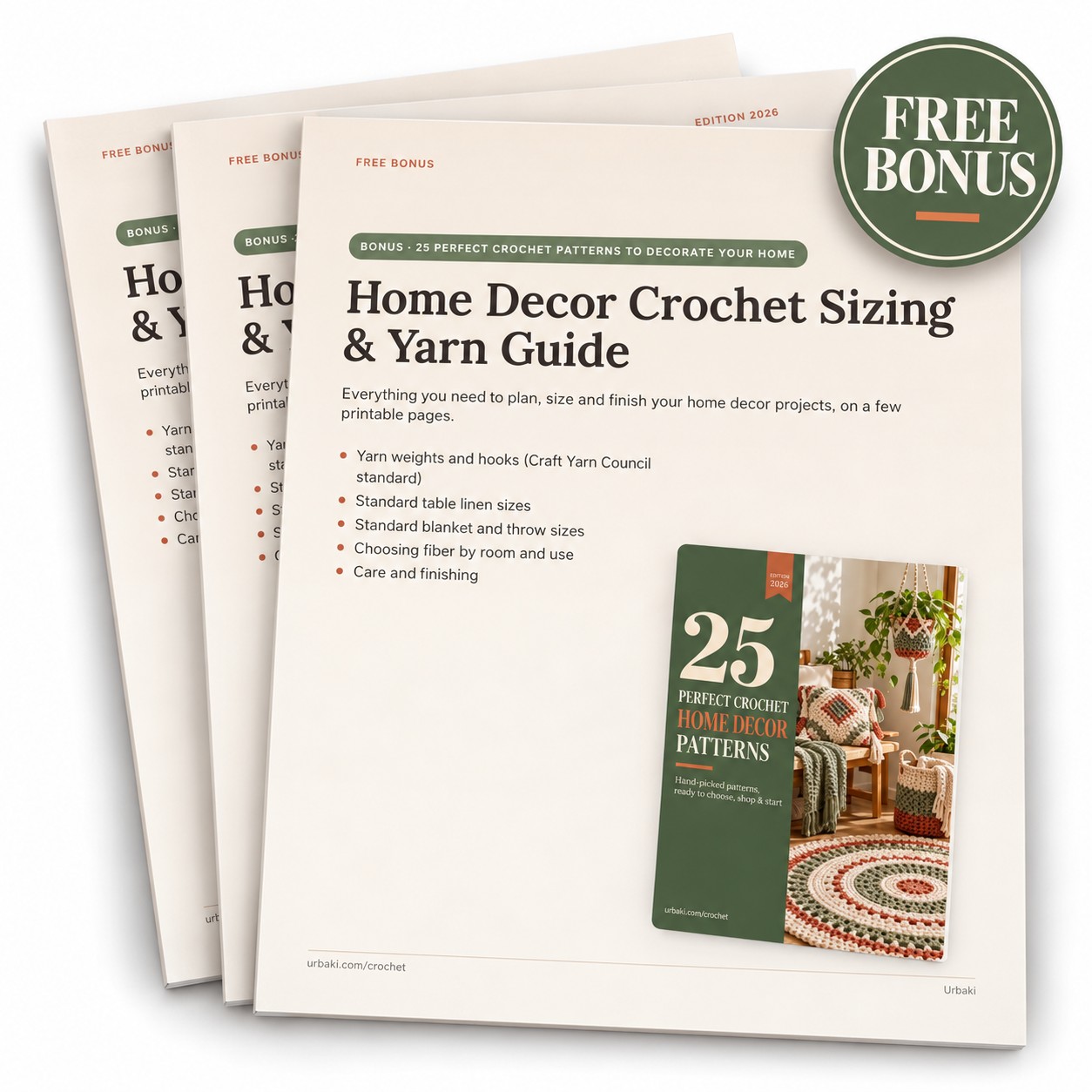 Bonus: Home Decor Crochet Sizing & Yarn Guide