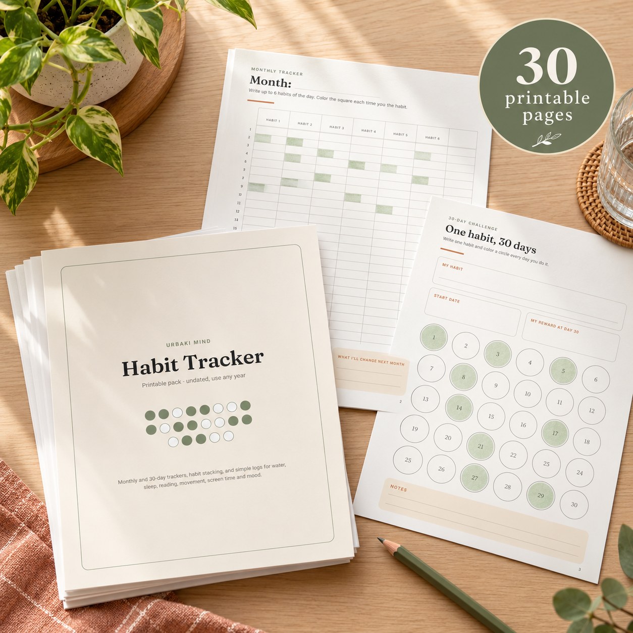 Habit Tracker Printable Pack – Urbaki Store